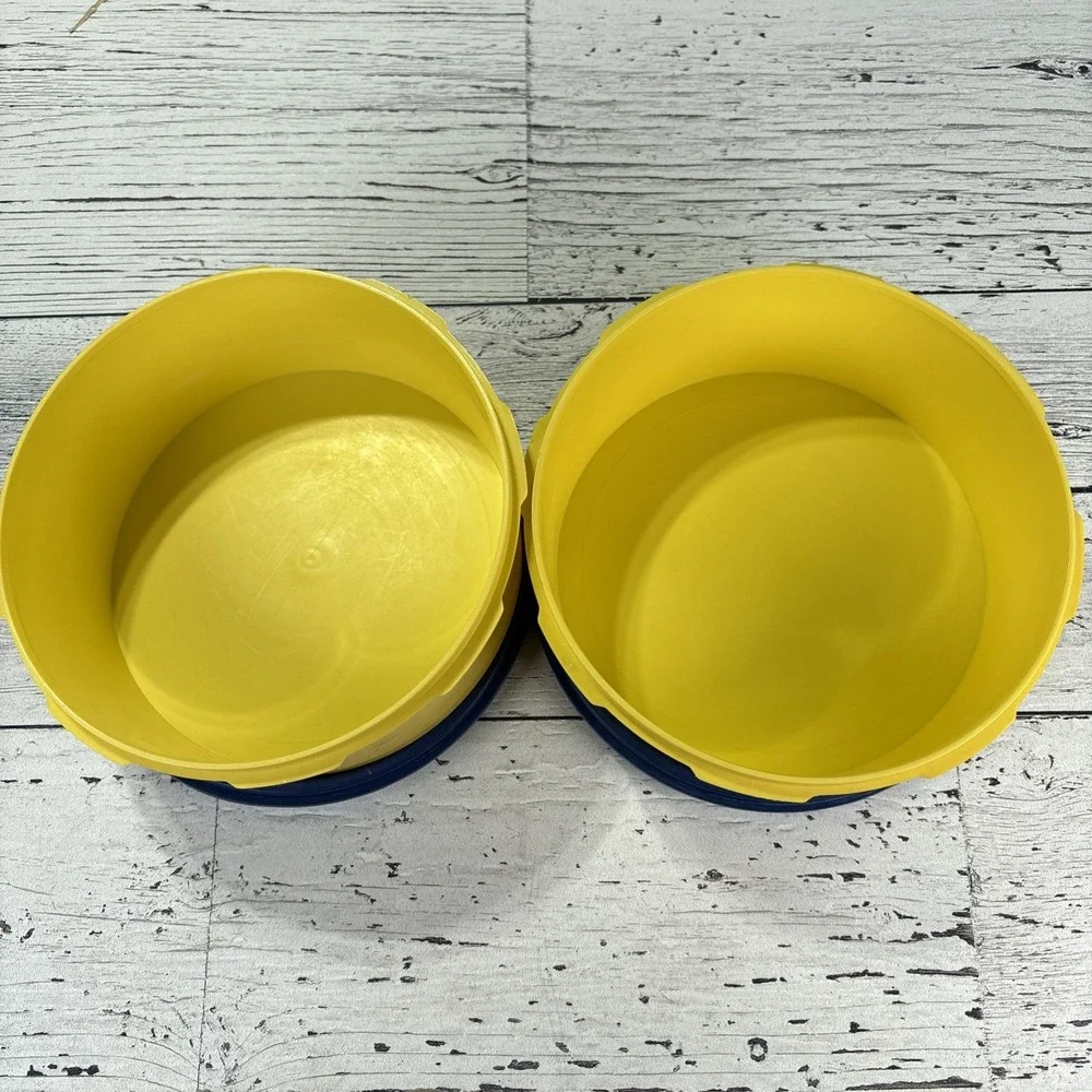 2 Vintage Tupperware Yellow Large Servalier Containers‎ # 1204-8 w/Lids